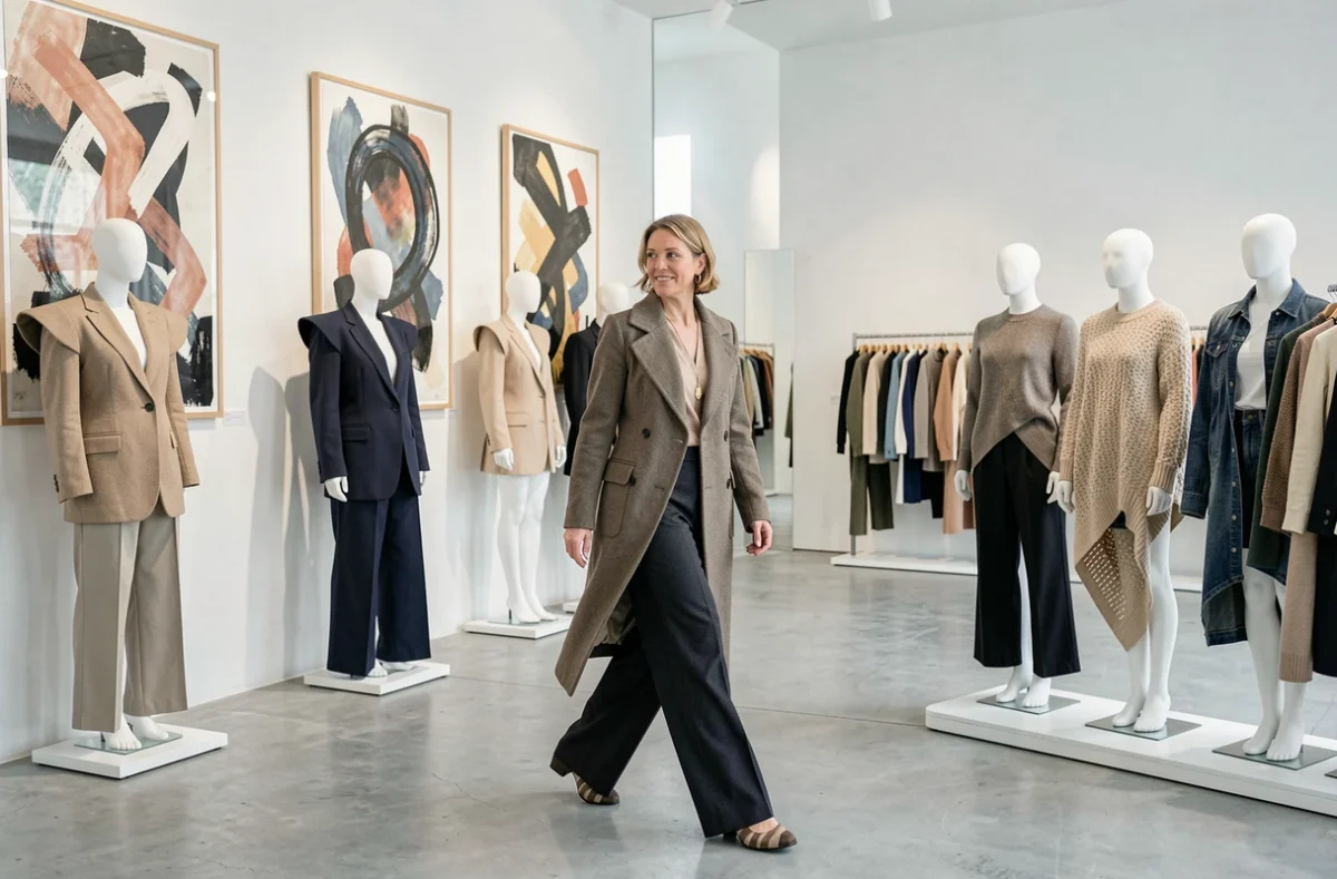 Boutique Audacie dans la Vienne, friperie audacieuse avec vêtements avant-gardistes exposés dans un cadre épuré