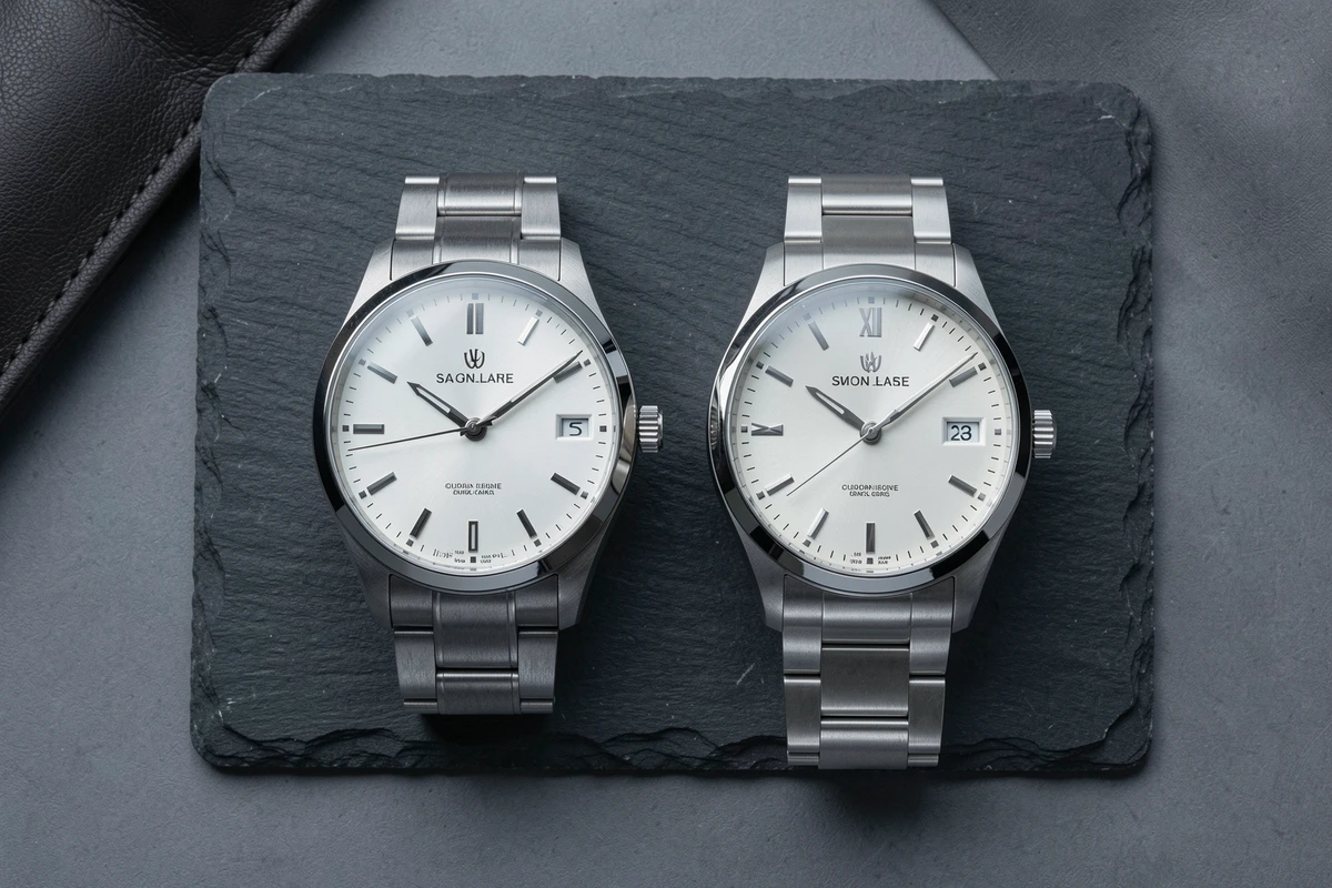 Comparaison côte à côte d'une vraie Rolex et d'une montre contrefaite pour identifier les différences