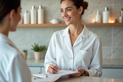 Estheticienne en consultation dans une clinique de beauté