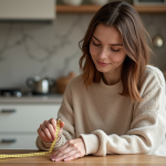 Tour de doigt 7cm : quelle taille de bague choisir pour un ajustement parfait ? Jeune femme mesurant son doigt avec un ruban à la maison
