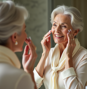 Célébrités : secrets pour ne pas vieillir Femme élégante appliquant une crème visage