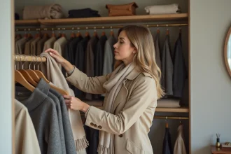 Écharpe colorée assortie à une tenue d'hiver élégante