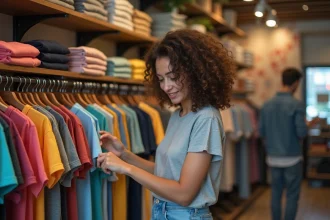 T-shirt personnalisé avec motifs colorés et message humoristique