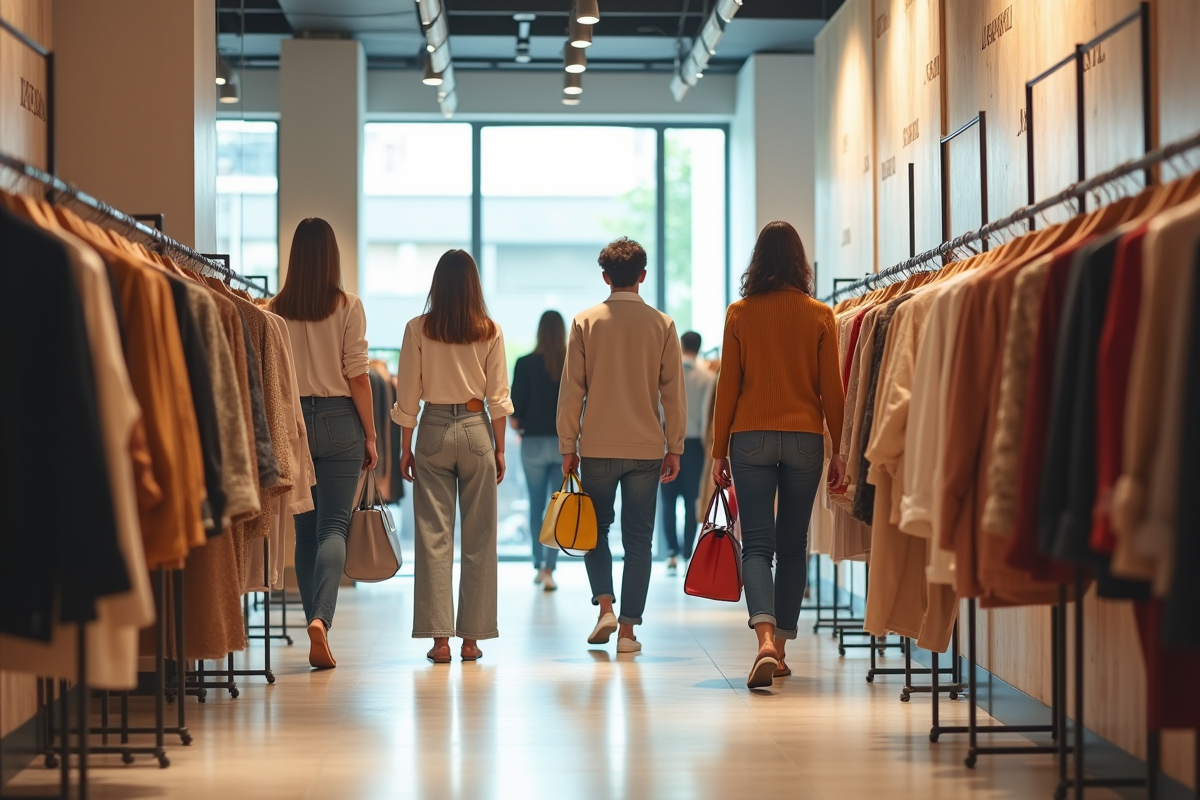 Jeunes adultes faisant du shopping dans un magasin moderne