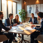 Groupe d investisseurs élégants lors d'une conférence mode
