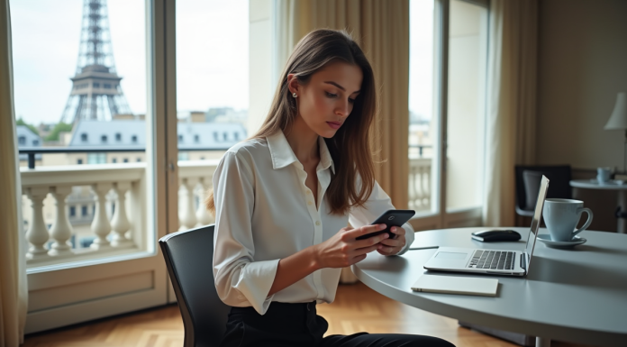 Salaire mensuel mannequin : quel montant gagne un modèle en France ? Jeune femme en tenue casual travaillant à Paris