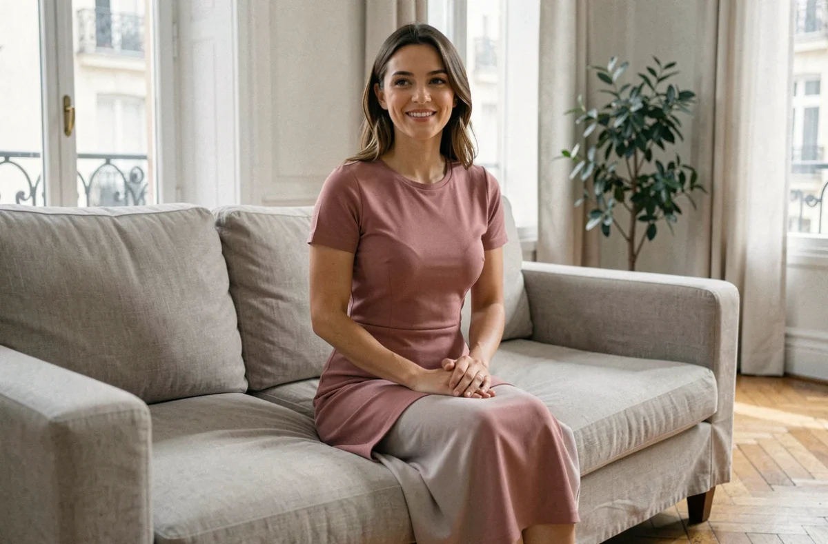 Jupon anti-statique sous robe moulante rose pour une silhouette lisse et confortable au quotidien